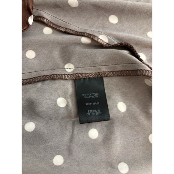 Torrid 2 2X Brown Satin Stretch Skirt White Dot Print Ruffle Slit 18-20 NEW - Picture 8 of 8